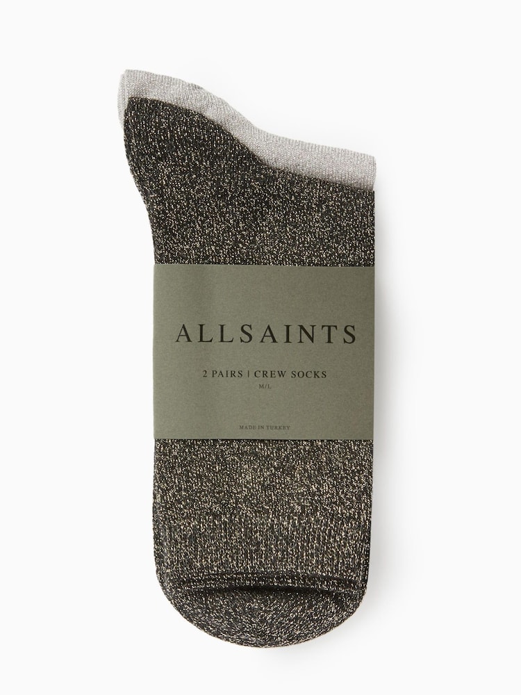 AllSaints Silver Mona Socks 2 Pack - Image 4 of 4 AllSaints Silver Mona Socks 2 Pack - Image 4 of 4