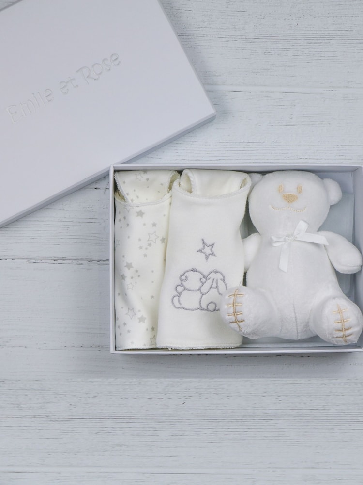Emile Et Rose Embroidered 100% Cotton Bib & Toy Baby Gift Set - Image 1 of 4