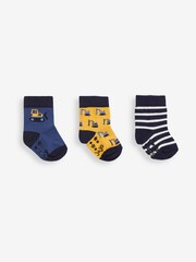JoJo Maman Bébé Yellow 3-Pack Digger Socks - Image 1 of 1