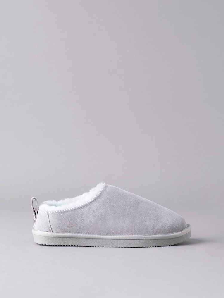 Lakeland Leather Grey Ladies Sheepskin Clog Winter Slippers - Image 1 of 5