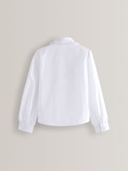 White Long Sleeve Ruffle Collar School Shirt (3-14yrs) - Image 6 of 9