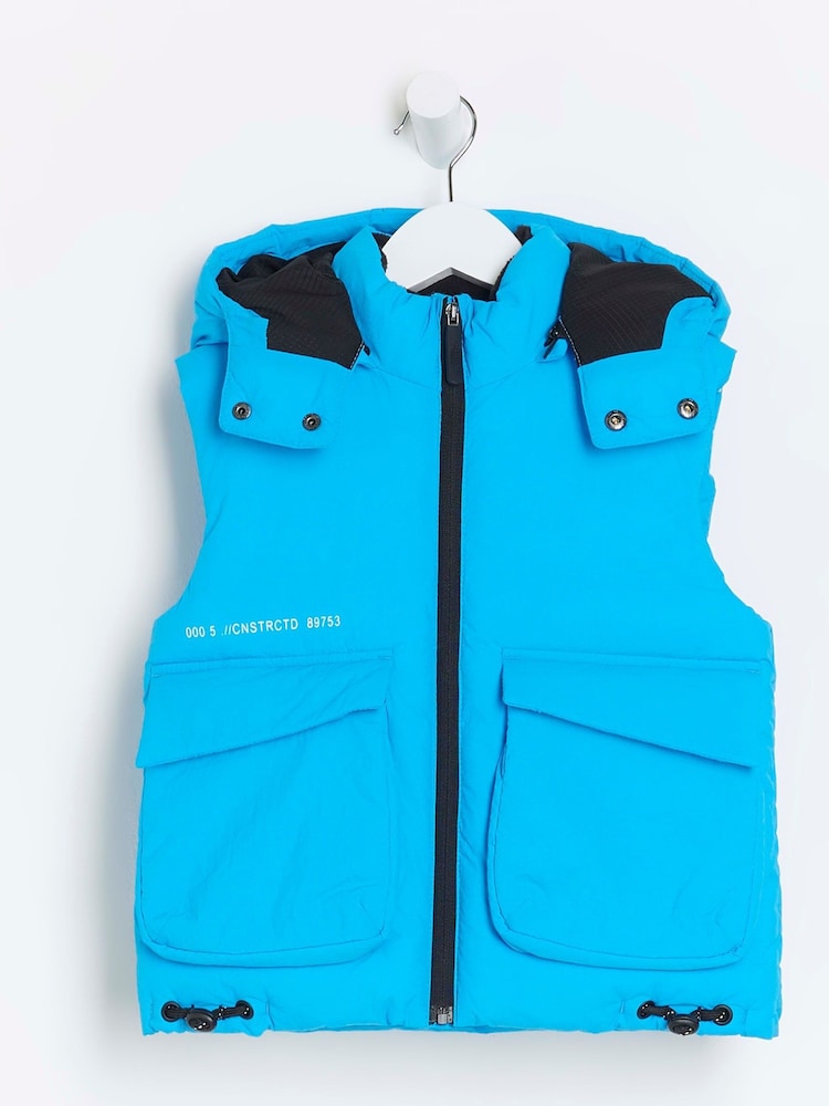 River Island Blue Mini Boys Padded Gilet - Image 1 of 4 River Island Blue Mini Boys Padded Gilet - Image 1 of 4