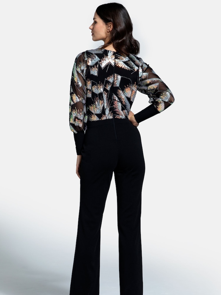 HotSquash Ponte Black Jumpsuit with Blouson Sleeves - Image 2 of 4
