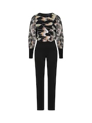 HotSquash Ponte Black Jumpsuit with Blouson Sleeves - Image 4 of 4
