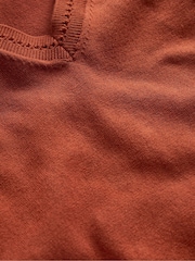 Boden Tan Brown Catriona Cotton V-Neck Jumper - Image 6 of 6