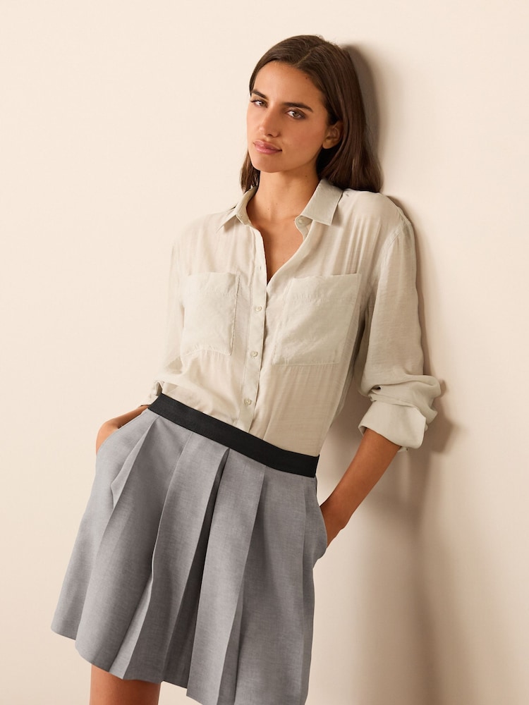 Buy Grey Elasticated Waist Detail Pleated Mini Skirt from Next