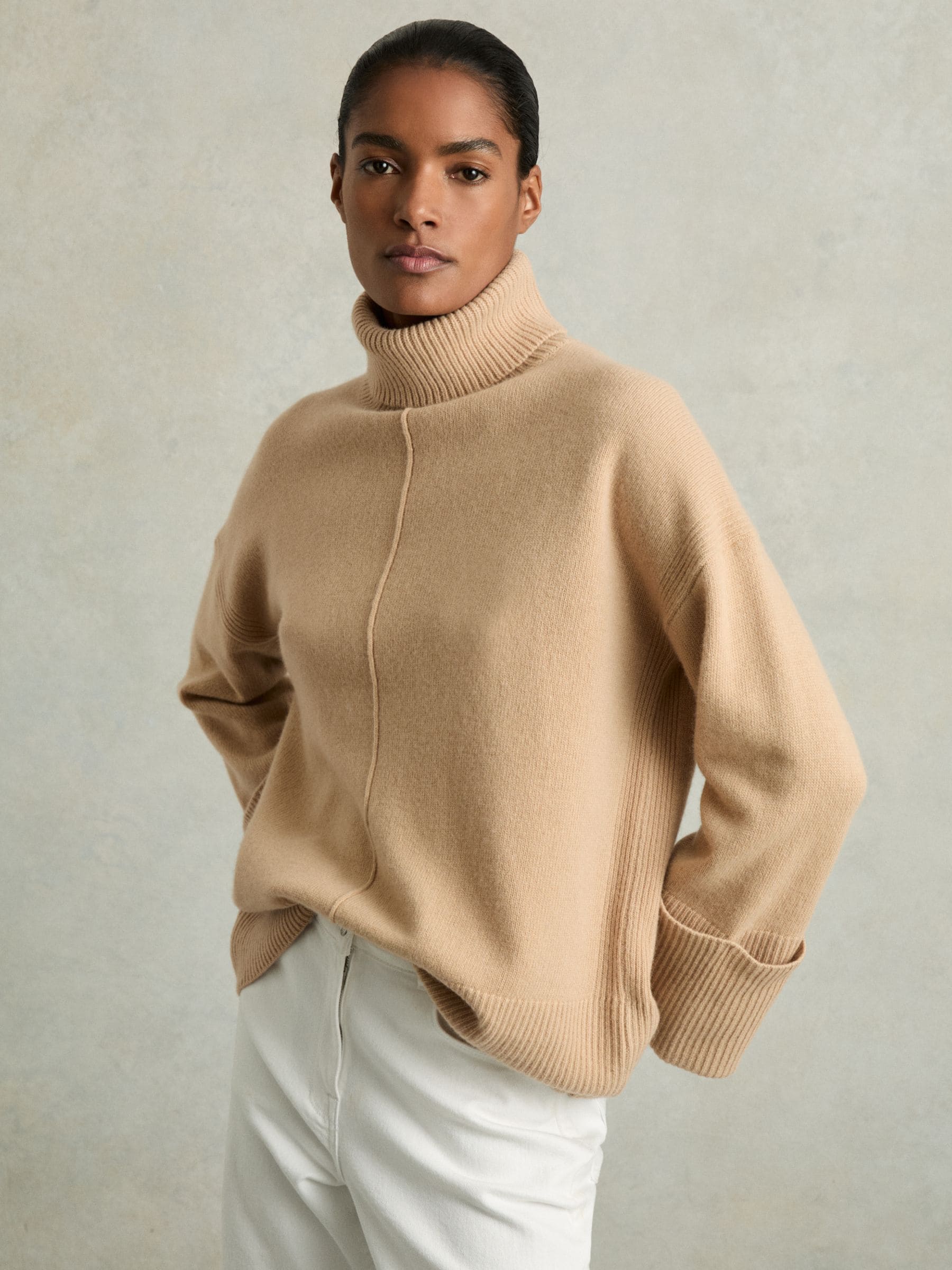 Buy Reiss Camel Sarah Casual Wool Cashmere Roll Neck Jumper from Next USA