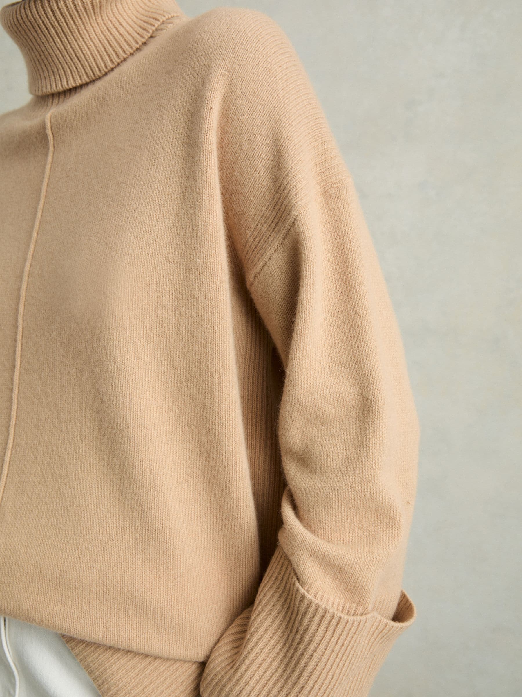Roll neck camel jumper cheap