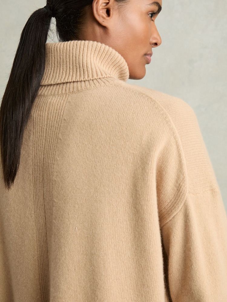 Buy Reiss Camel Sarah Casual Wool-Cashmere Roll Neck Jumper from