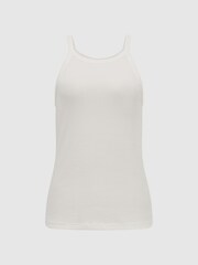 Reiss White Louisa Crew Neck Ribbed Cami Vest Top - Image 2 of 7