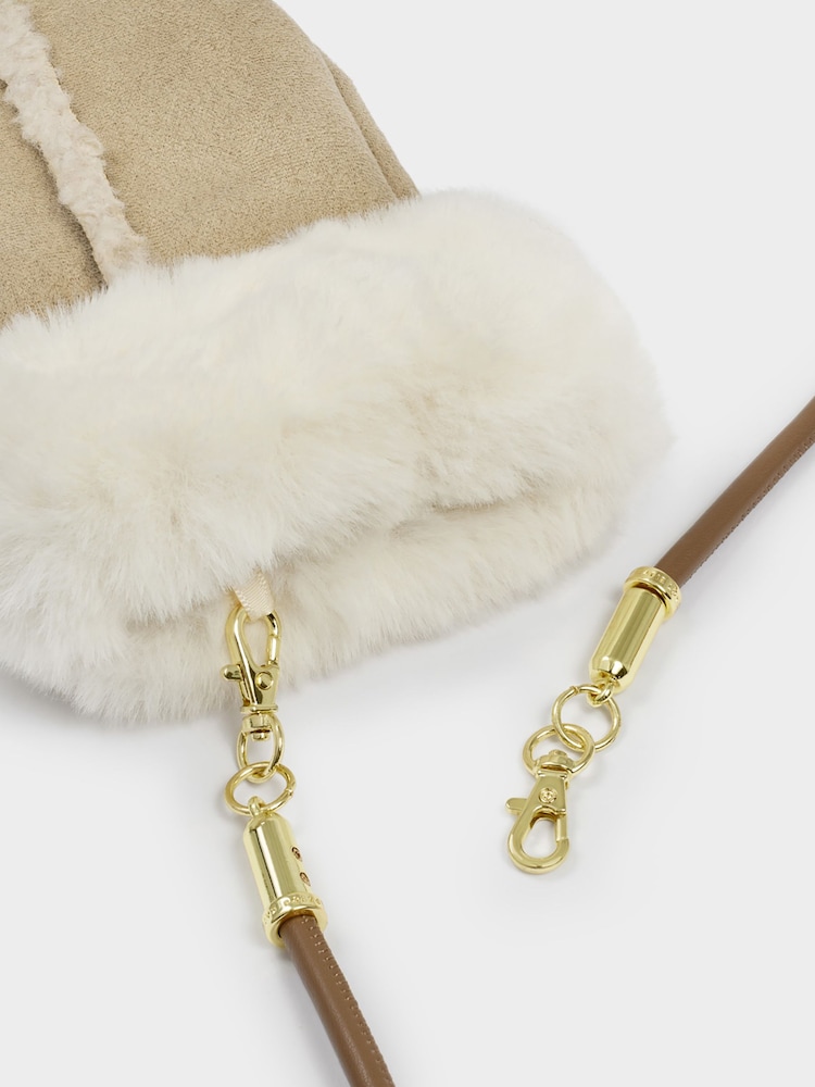 Katie Loxton Cream Faux Suede Fur Mittens Gloves - Image 5 of 5 Katie Loxton Cream Faux Suede Fur Mittens Gloves - Image 5 of 5
