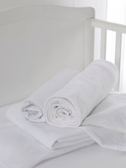 Clair De Lune White Cot Bed 100% Cotton Starter Set - Image 1 of 3