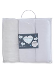 Clair De Lune White Cot Bed 100% Cotton Starter Set - Image 3 of 3