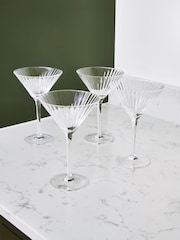Jasper Conran London Set of 4 Clear Fluted Martini Cocktail Glasses - Image 1 of 6