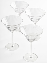 Jasper Conran London Set of 4 Clear Fluted Martini Cocktail Glasses - Image 2 of 6