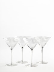 Jasper Conran London Set of 4 Clear Fluted Martini Cocktail Glasses - Image 3 of 6