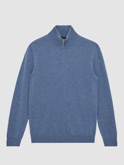 Reiss Fresco Blue Royal Cashmere Slim Fit Half Zip Jumper - Image 2 of 7