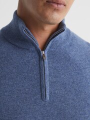 Reiss Fresco Blue Royal Cashmere Slim Fit Half Zip Jumper - Image 4 of 7