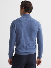 Reiss Fresco Blue Royal Cashmere Slim Fit Half Zip Jumper - Image 5 of 7