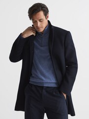 Reiss Fresco Blue Royal Cashmere Slim Fit Half Zip Jumper - Image 7 of 7
