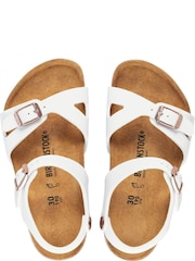 Birkenstock White Kids Birko Flor Rio Sandals - Image 3 of 5