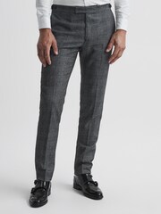 Reiss Navy Babbington Check Mixer Slim Fit Trousers - Image 1 of 5