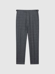 Reiss Navy Babbington Check Mixer Slim Fit Trousers - Image 2 of 5