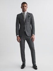 Reiss Navy Babbington Check Mixer Slim Fit Trousers - Image 3 of 5