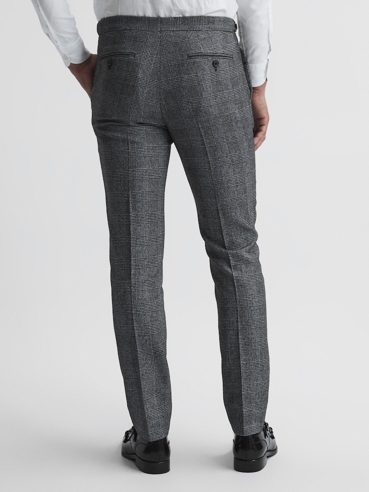 Reiss Navy Babbington Check Mixer Slim Fit Trousers - Image 5 of 5