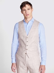 MOSS Oatmeal Nude Tailored 100% Linen Waistcoat - Image 1 of 4