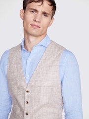 MOSS Oatmeal Nude Tailored 100% Linen Waistcoat - Image 3 of 4