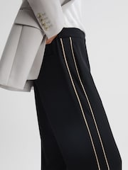 Reiss Black Theo Wide Wide Leg Side Stripe Trousers - Image 4 of 6
