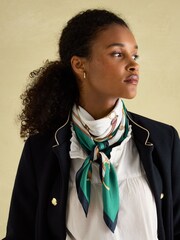 Joules Bloomfield Cream Silk Square Scarf - Image 1 of 4