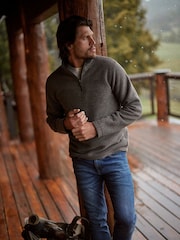 Weird Fish Black Newark Quarter Zip Grid Fleece - Image 1 of 8