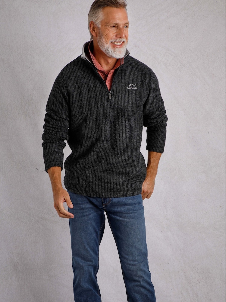 Weird Fish Black Newark Quarter Zip Grid Fleece - Image 5 of 8