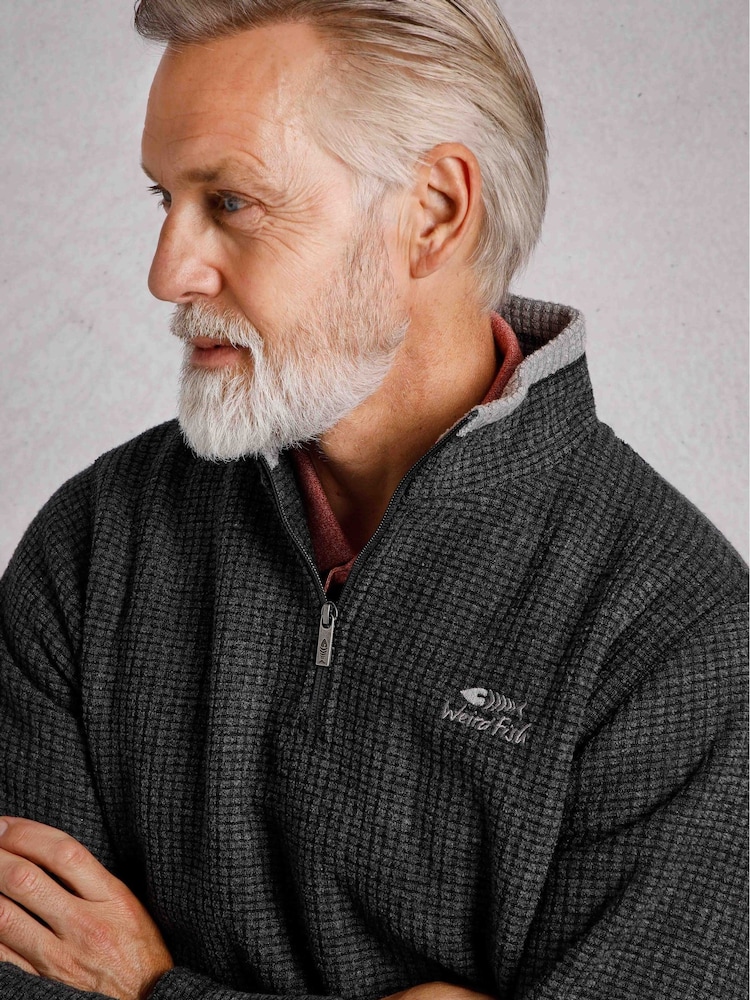 Weird Fish Black Newark Quarter Zip Grid Fleece - Image 6 of 8