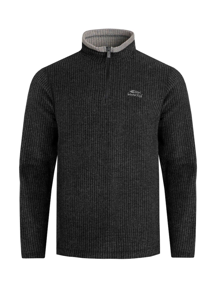 Weird Fish Black Newark Quarter Zip Grid Fleece - Image 7 of 8
