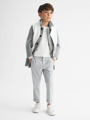 Reiss Grey Bark Senior Wool Blend Prince of Wales Check Overcoat - Image 1 of 5
