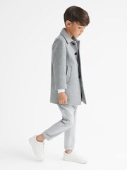 Reiss Grey Bark Senior Wool Blend Prince of Wales Check Overcoat - Image 4 of 5