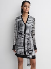 Reiss Black/White Tia Check Belted Mini Dress - Image 4 of 5