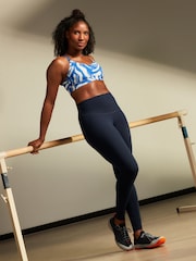 Navy Blue Next Active Sports Tummy Control High Waisted Dry Tech Full Length Sculpting Leggings - Image 1 of 8