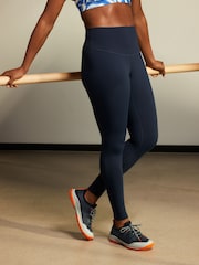Navy Blue Next Active Sports Tummy Control High Waisted Dry Tech Full Length Sculpting Leggings - Image 4 of 8