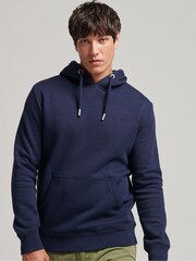 Chiné bleu marine riche - Sweat à capuche brodé Superdry coton vintage à logo - Image 1 of 6