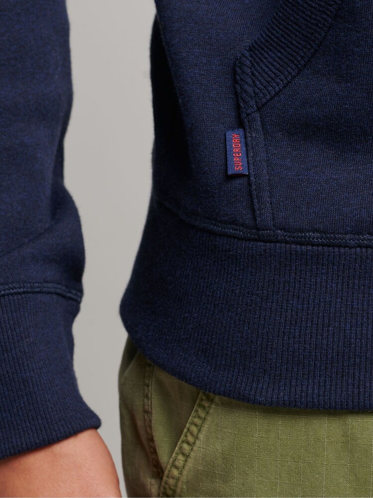 Chiné bleu marine riche - Sweat à capuche brodé Superdry coton vintage à logo - Image 5 of 6