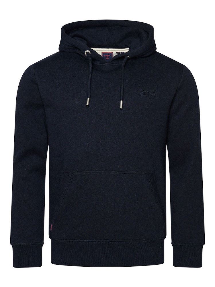 Chiné bleu marine riche - Sweat à capuche brodé Superdry coton vintage à logo - Image 6 of 6
