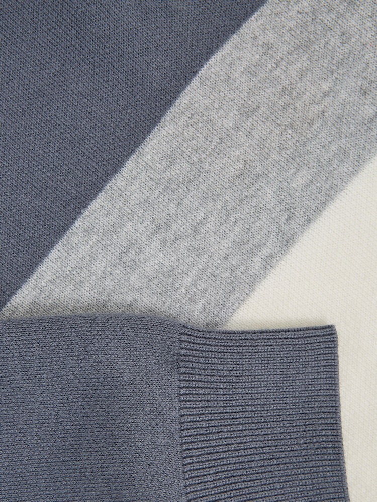 Reiss Airforce Blue Sabre Senior Half Zip Funnel Neck Colourblock Jumper - Image 5 of 5