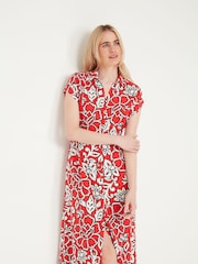 M&Co Womens Red Floral Midi Dress - Image 1 of 4