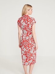 M&Co Womens Red Floral Midi Dress - Image 2 of 4