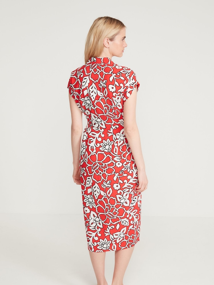 M&Co Womens Red Floral Midi Dress - Image 2 of 4