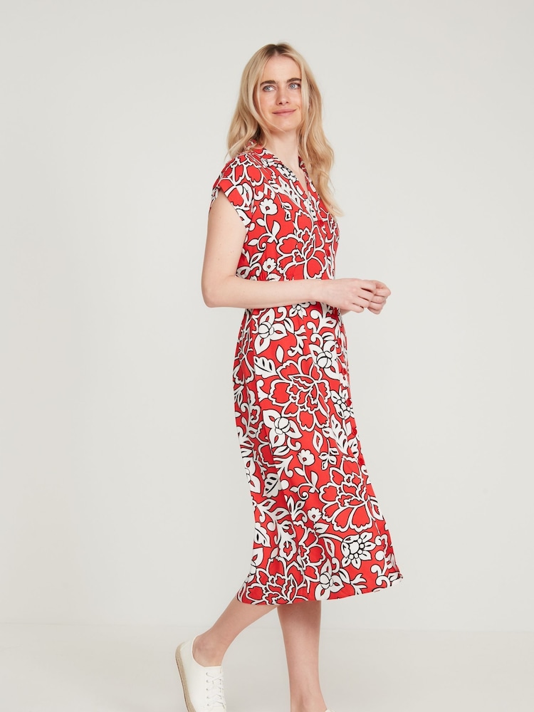 M&Co Womens Red Floral Midi Dress - Image 4 of 4